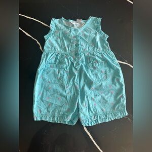 Vintage Aqua Floral Button-Front Romper